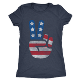USA Flag Big Peace Sign | Womens Shirt