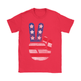 USA Flag Big Peace Sign | Womens Shirt