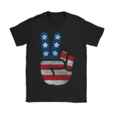 USA Flag Big Peace Sign | Womens Shirt