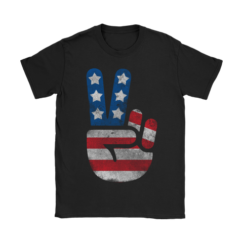 USA Flag Big Peace Sign | Womens Shirt