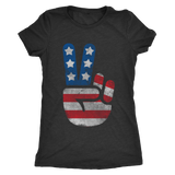 USA Flag Big Peace Sign | Womens Shirt